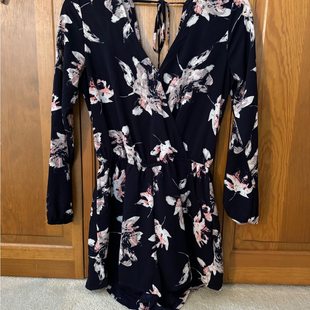 One Clothing Navy and Peach Floral Romper